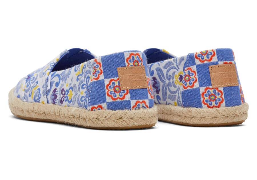 Blue Multi Mediterranean Tiles Jacquard Women's Toms Alpargata Rope Espadrille Espadrilles Ireland | IE753-703