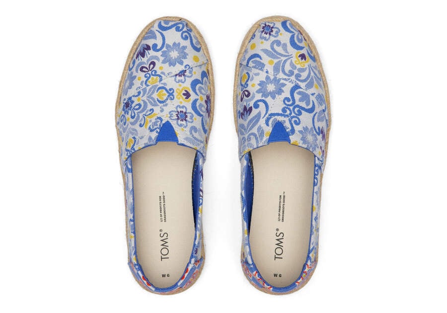 Blue Multi Mediterranean Tiles Jacquard Women's Toms Alpargata Rope Espadrille Espadrilles Ireland | IE753-703