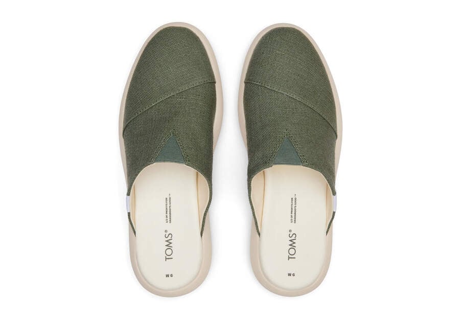 Bonsai Green Women's Toms Mallow Mule Heritage Canvas Mules Ireland | IE259-467