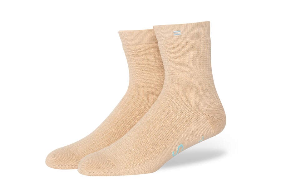 Brown Women's Toms Quarter Crew Socks Socks Ireland | IE349-770