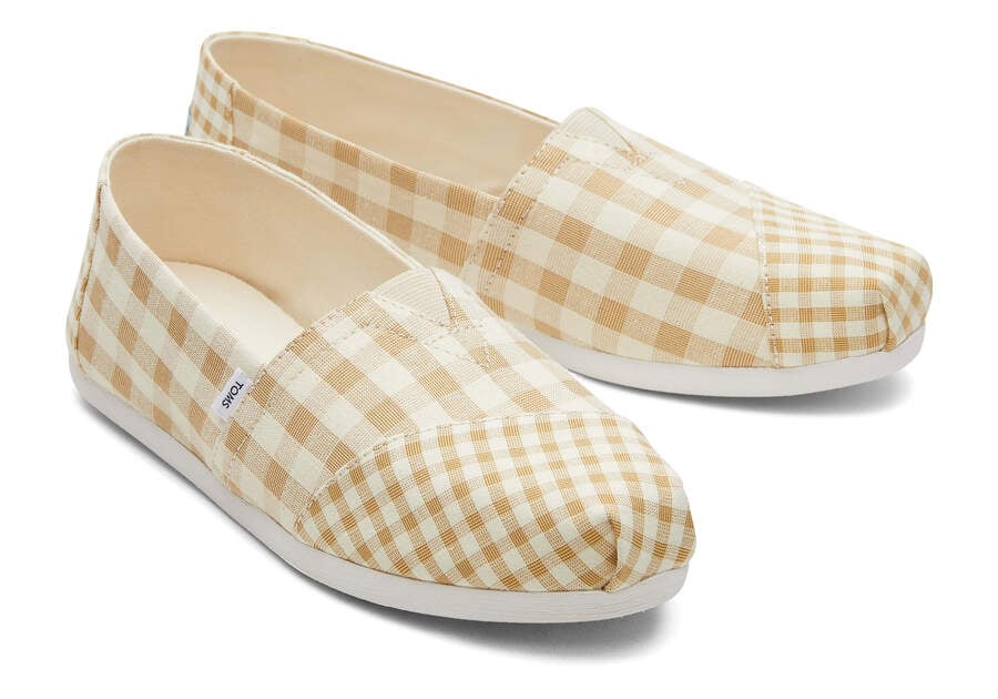 Buck Brown Gingham Women's Toms Alpargata Gingham Alpargatas Ireland | IE540-728