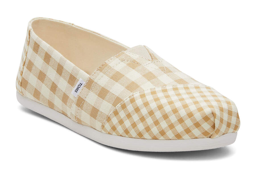 Buck Brown Gingham Women's Toms Alpargata Gingham Alpargatas Ireland | IE540-728