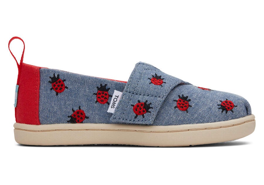 Chambray Kids' Toms Tiny Alpargata Lucky Ladybugs Alpargatas Ireland | IE717-200