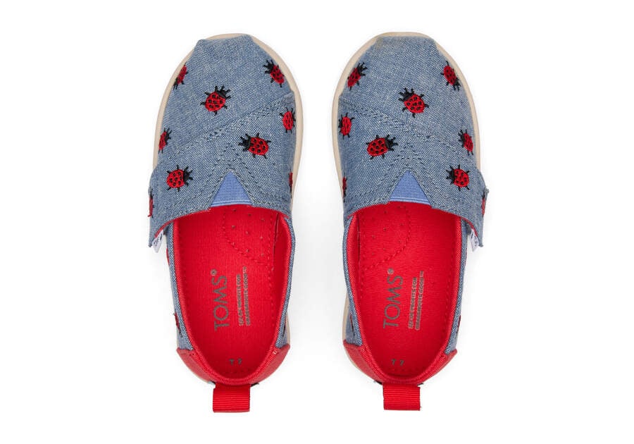 Chambray Kids' Toms Tiny Alpargata Lucky Ladybugs Alpargatas Ireland | IE717-200