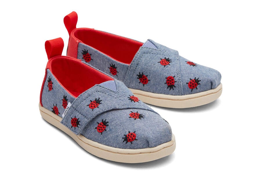 Chambray Kids\' Toms Tiny Alpargata Lucky Ladybugs Alpargatas Ireland | IE717-200