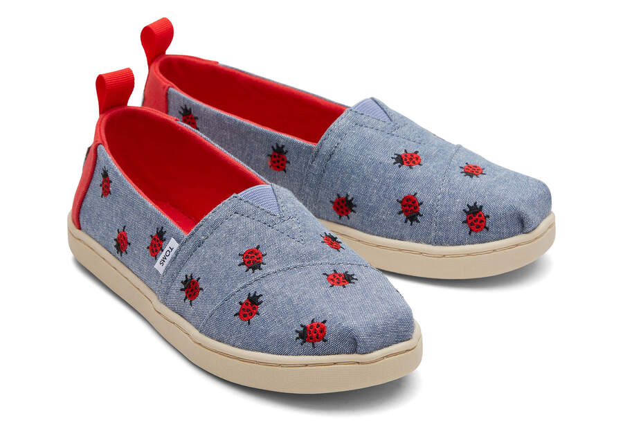 Chambray Kids' Toms Youth Alpargata Lucky Ladybugs Alpargatas Ireland | IE840-751