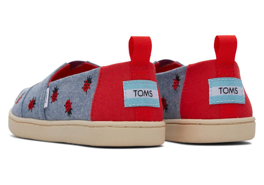 Chambray Kids' Toms Youth Alpargata Lucky Ladybugs Alpargatas Ireland | IE840-751