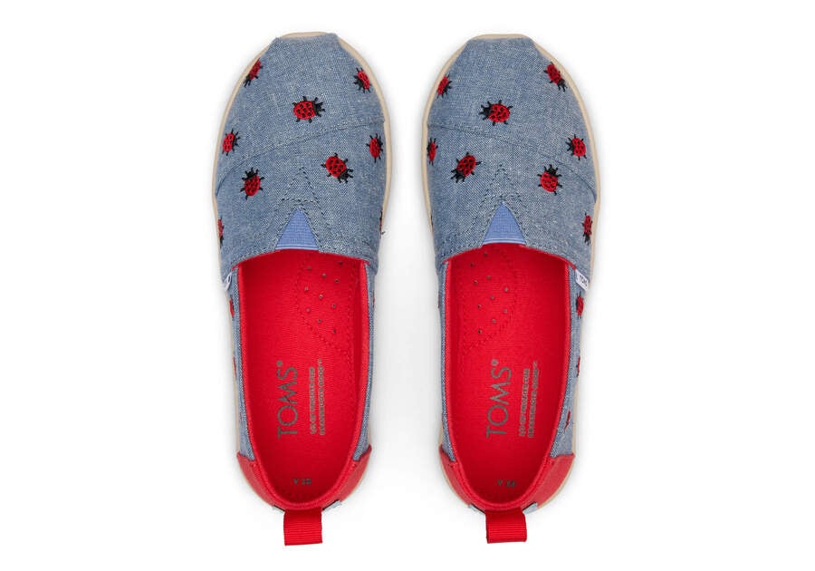 Chambray Kids' Toms Youth Alpargata Lucky Ladybugs Alpargatas Ireland | IE840-751