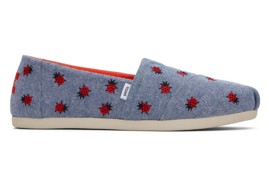 Chambray Women\'s Toms Alpargata Ladybugs Alpargatas Ireland | IE354-408