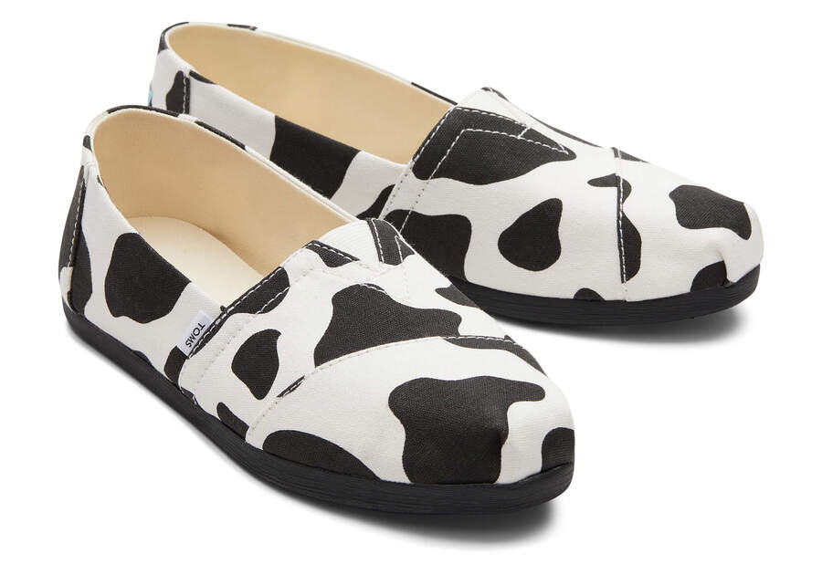 Cow Print Black Women's Toms Alpargata Cow Alpargatas Ireland | IE813-016