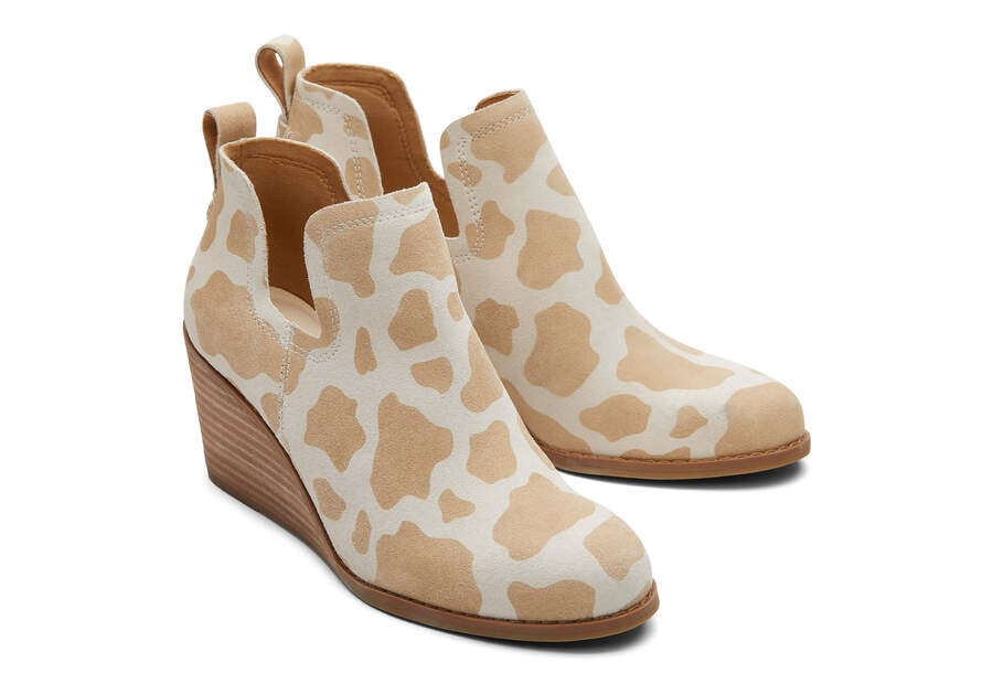 Cow Print Women's Toms Kallie Wedge Bootie Booties Ireland | IE666-706