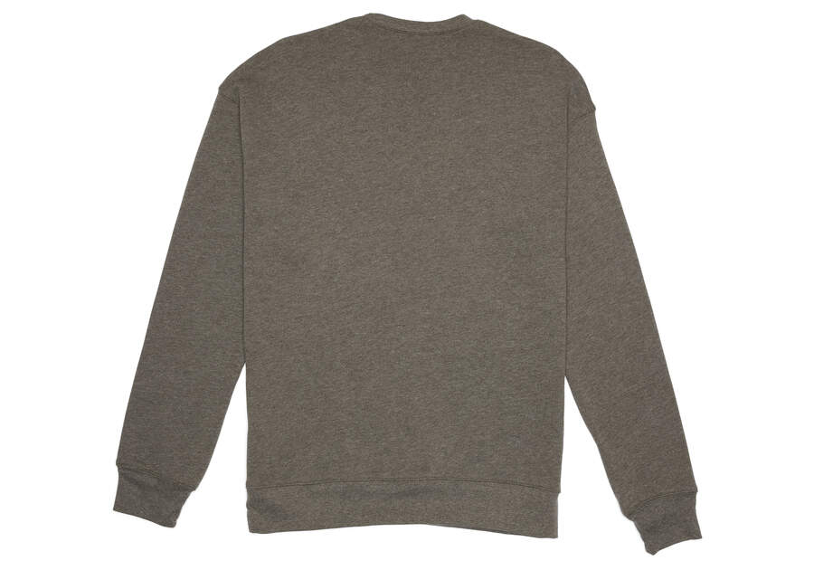 Dark Heather Grey Men's Toms Stacked Logo Crew Fleece Fleece Ireland | IE687-356