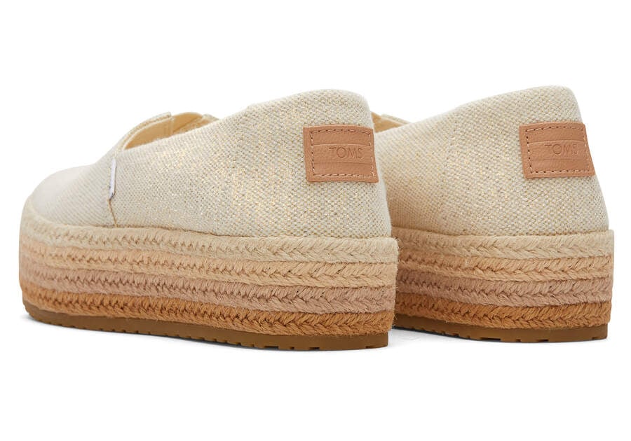 Dark Natural Metallic Linen Women's Toms Valencia Platform Espadrille Espadrilles Ireland | IE456-112