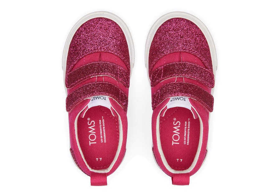 Dark Pink Kids' Toms Tiny Fenix Double Strap Iridescent Glimmer Sneakers Ireland | IE176-228