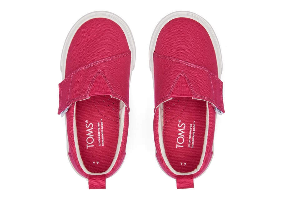 Dark Pink Kids' Toms Tiny Fenix Slip-On Canvas Sneakers Ireland | IE940-245