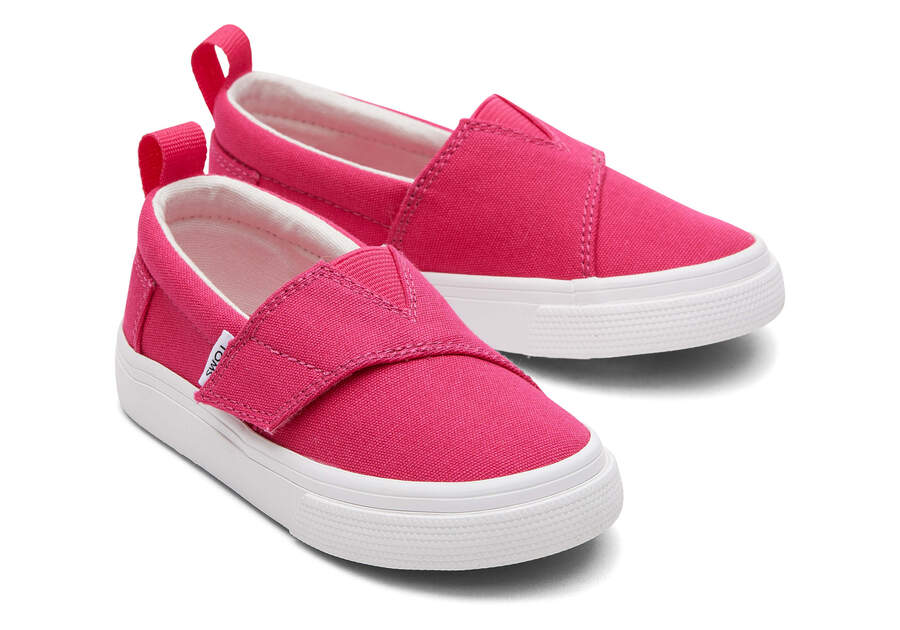 Dark Pink Kids\' Toms Tiny Fenix Slip-On Canvas Sneakers Ireland | IE940-245