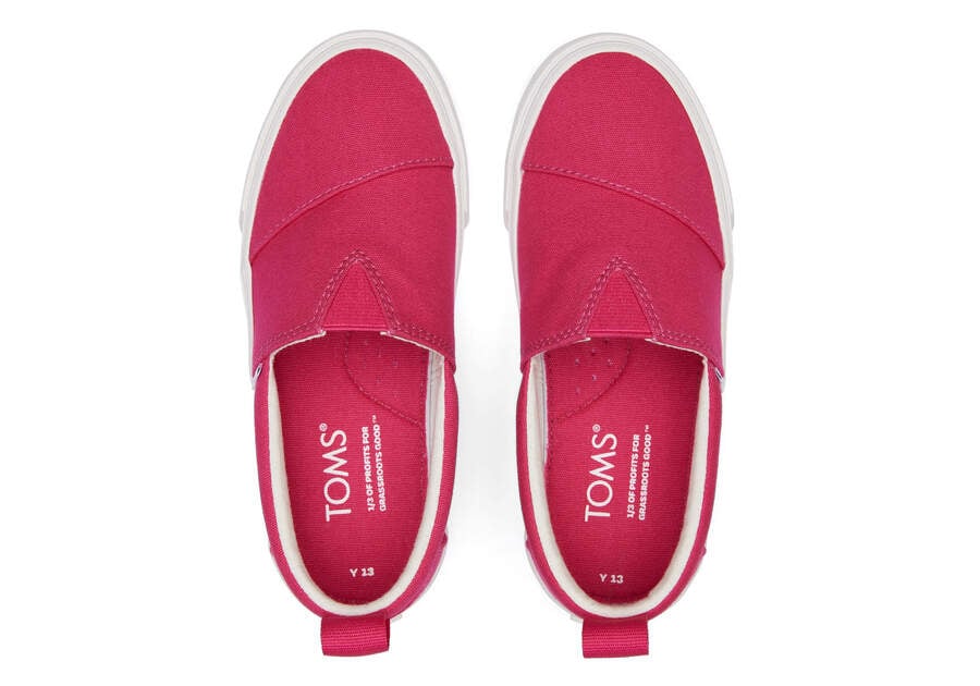 Dark Pink Kids' Toms Youth Fenix Slip-On Canvas Sneakers Ireland | IE420-029