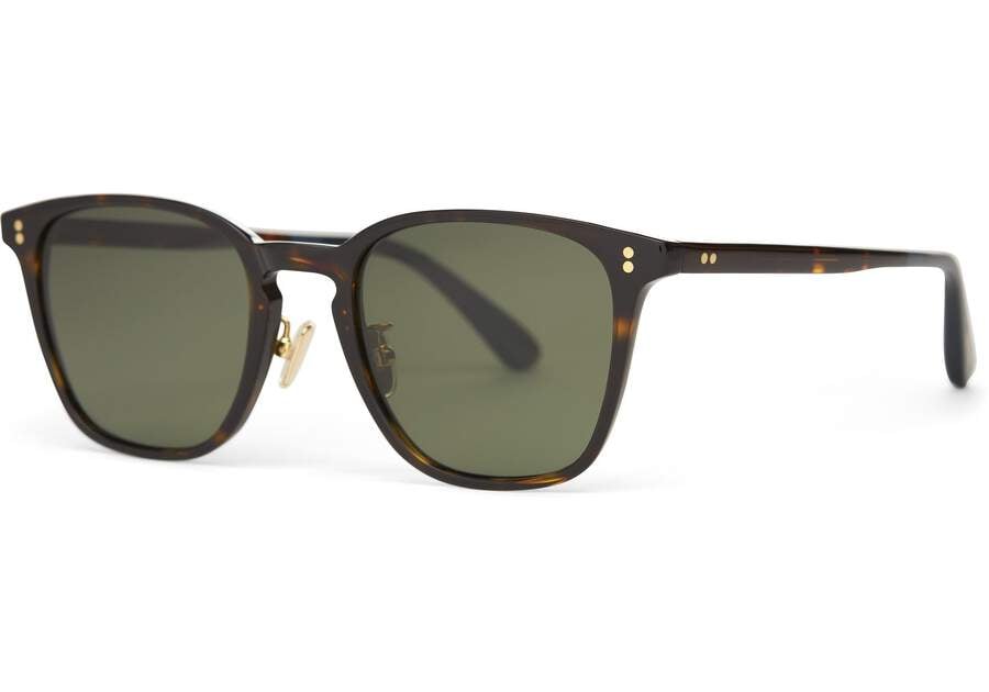 Dark Tortoise - Glass Bottle Green Men's Toms Emerson Sunglasses Ireland | IE882-855