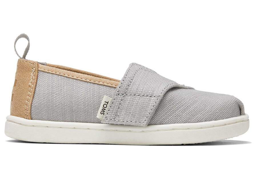 Drizzle Grey Kids' Toms Tiny Alpargata Woven Alpargatas Ireland | IE603-329