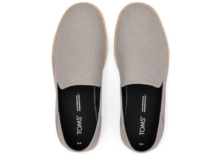 Drizzle Grey Men's Toms Santiago Recycled Cotton Canvas Alpargatas Ireland | IE791-168