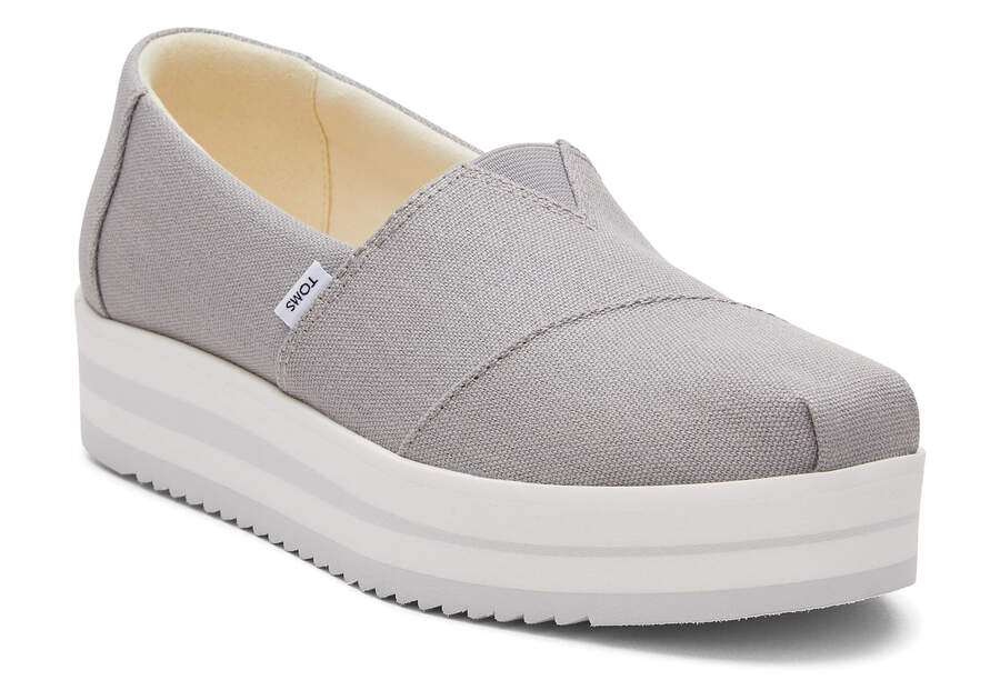 Drizzle Grey Women's Toms Alpargata Midform Espadrille Platform Shoes Ireland | IE743-783