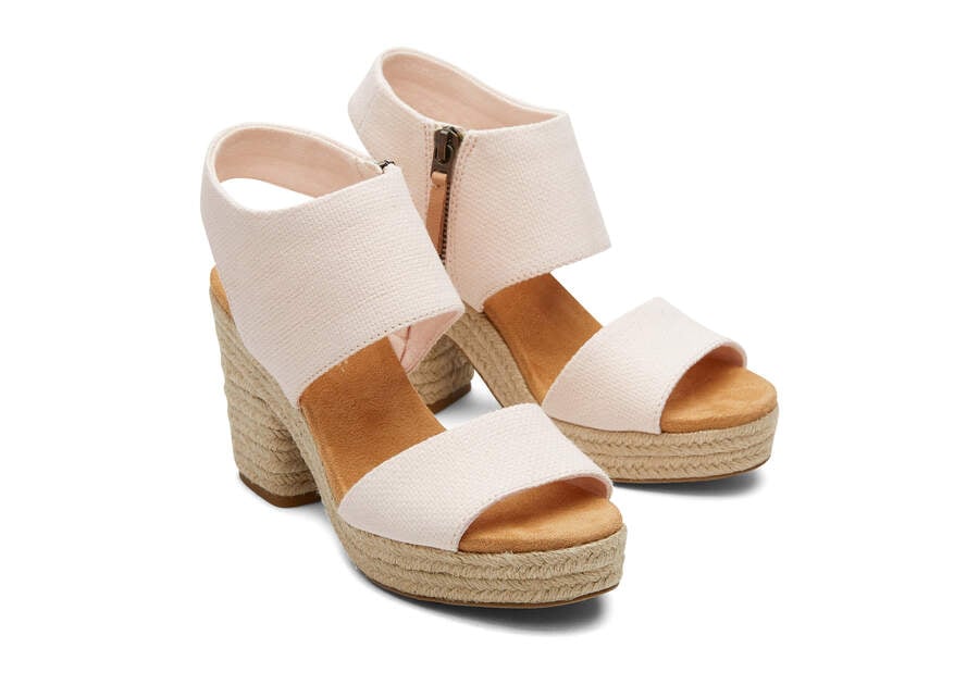 Dusty Peach Basket Weave Women's Toms Majorca Rope Platform Sandal Sandals Ireland | IE766-856