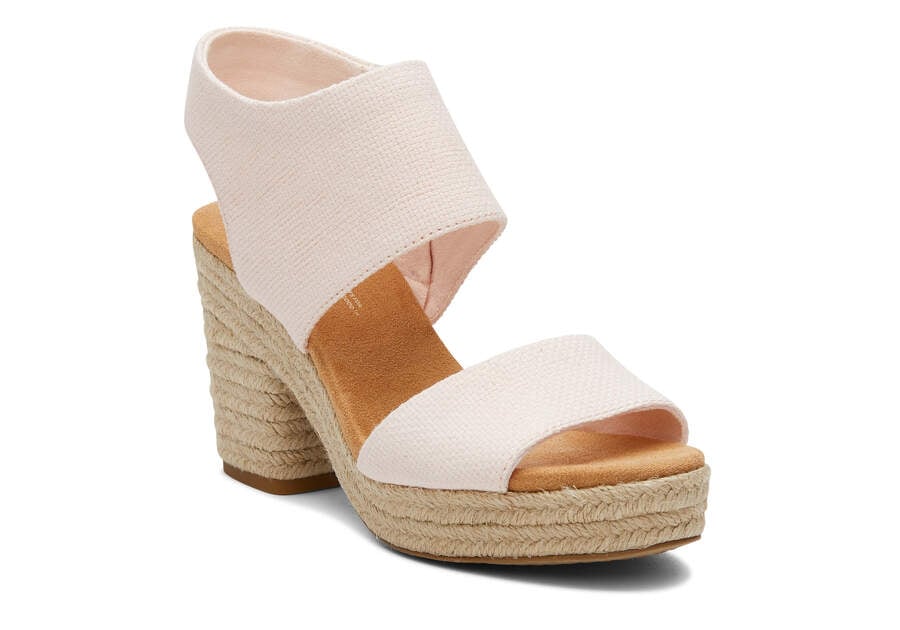 Dusty Peach Basket Weave Women's Toms Majorca Rope Platform Sandal Sandals Ireland | IE766-856