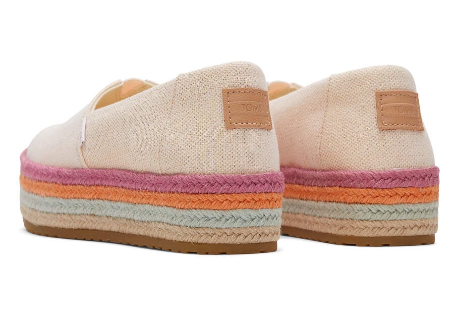 Dusty Peach Metallic Linen Women's Toms Valencia Platform Espadrille Espadrilles Ireland | IE582-337