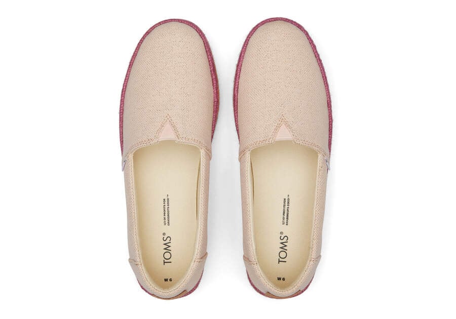 Dusty Peach Metallic Linen Women's Toms Valencia Platform Espadrille Espadrilles Ireland | IE582-337