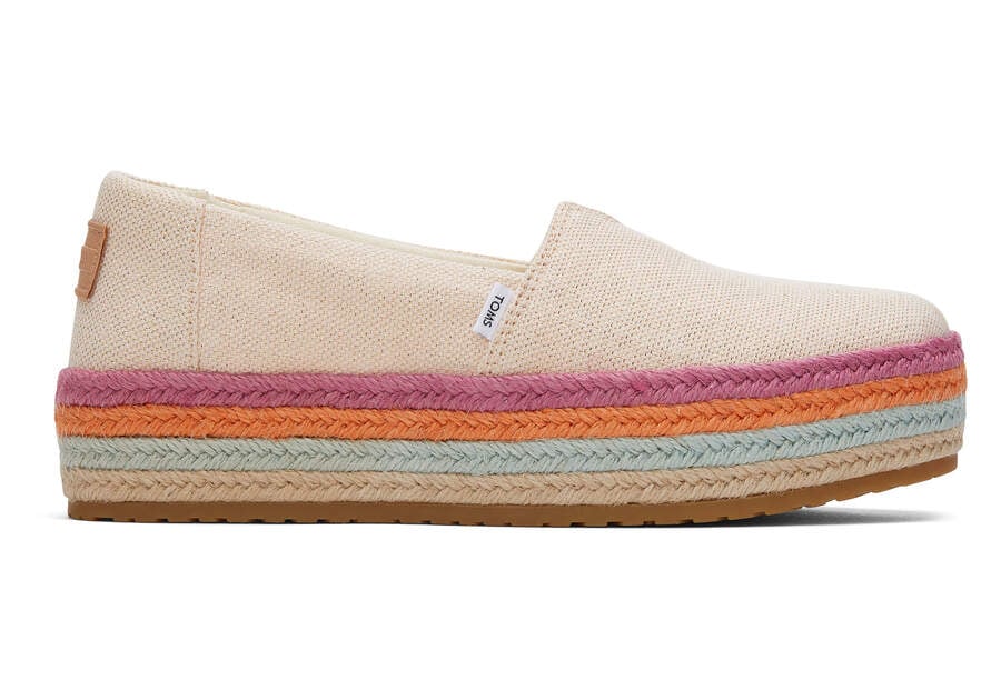 Dusty Peach Metallic Linen Women\'s Toms Valencia Platform Espadrille Espadrilles Ireland | IE582-337