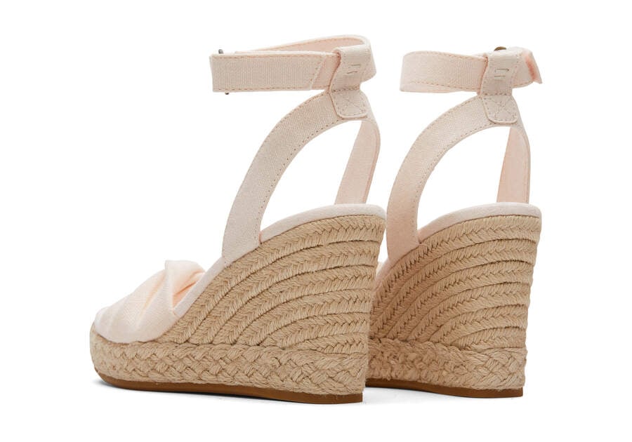 Dusty Peach Slubby Woven Women's Toms Marisela Wedge Sandal Sandals Ireland | IE255-576