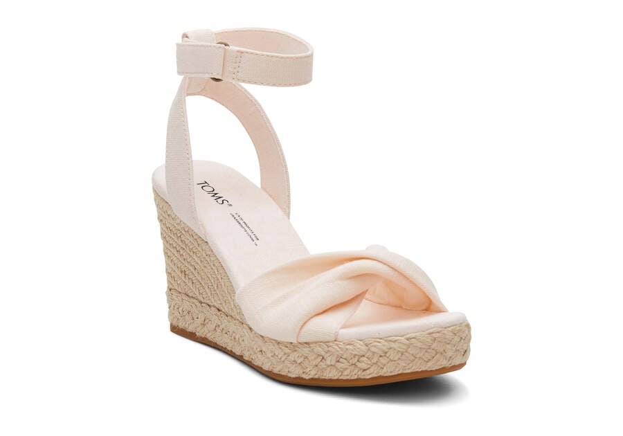 Dusty Peach Slubby Woven Women's Toms Marisela Wedge Sandal Sandals Ireland | IE255-576