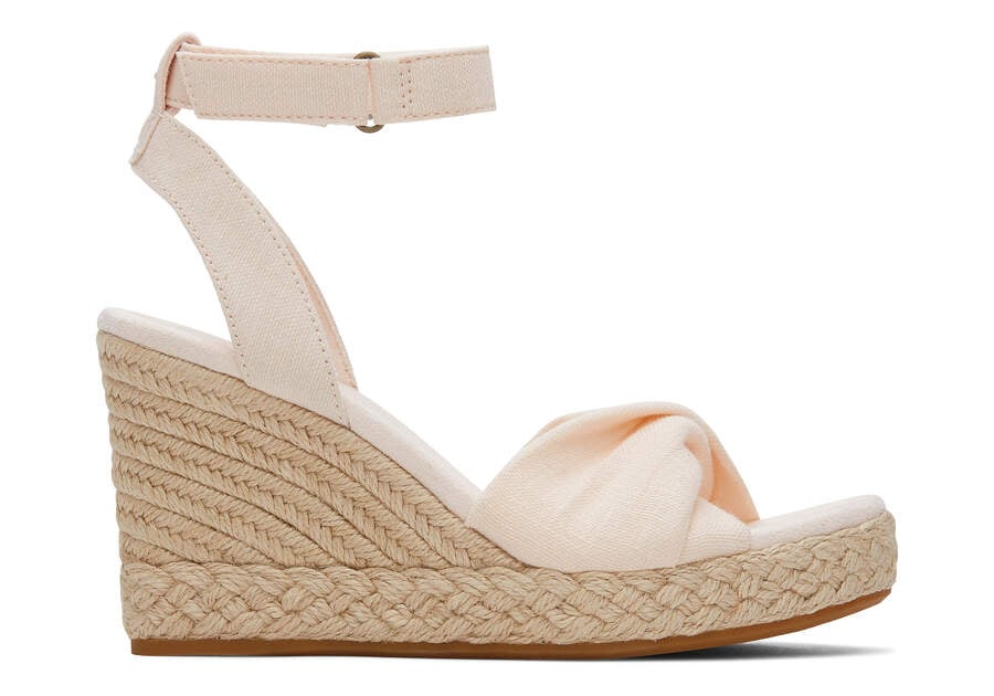 Dusty Peach Slubby Woven Women\'s Toms Marisela Wedge Sandal Sandals Ireland | IE255-576