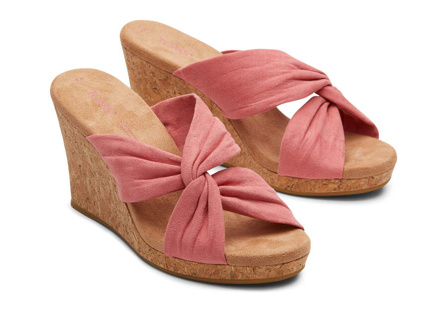 Faded Rose Microfiber Women's Toms Serena Wedge Sandal Sandals Ireland | IE111-773