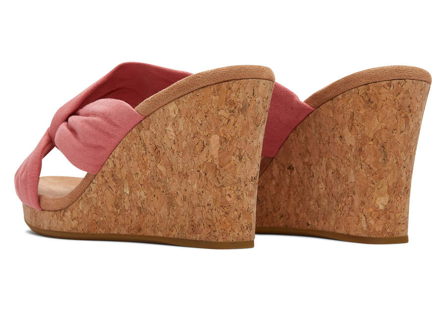 Faded Rose Microfiber Women's Toms Serena Wedge Sandal Sandals Ireland | IE111-773