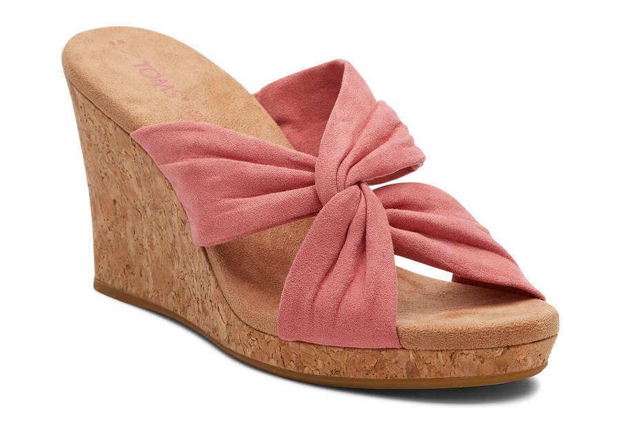 Faded Rose Microfiber Women's Toms Serena Wedge Sandal Sandals Ireland | IE111-773