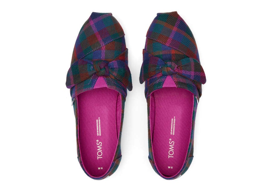 Fuchsia Plaid Women's Toms Alpargata Plaid Bow Alpargatas Ireland | IE942-376