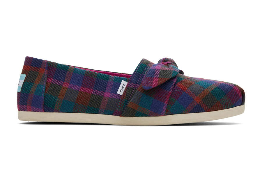 Fuchsia Plaid Women\'s Toms Alpargata Plaid Bow Alpargatas Ireland | IE942-376