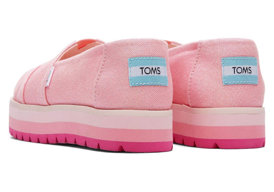 Glimmer Pink Kids' Toms Youth Alp Platform Twill Glimmer Alpargatas Ireland | IE120-817