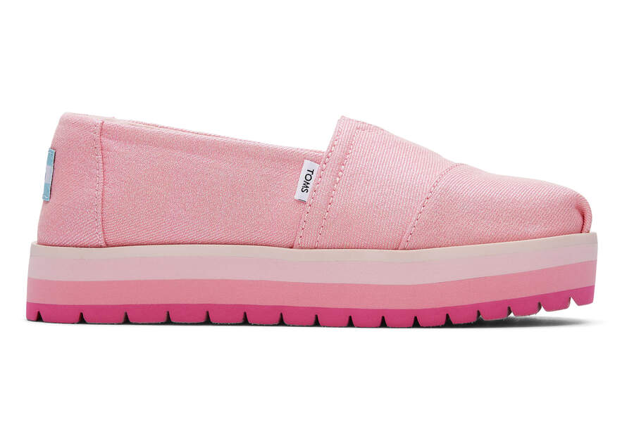 Glimmer Pink Kids\' Toms Youth Alp Platform Twill Glimmer Alpargatas Ireland | IE120-817