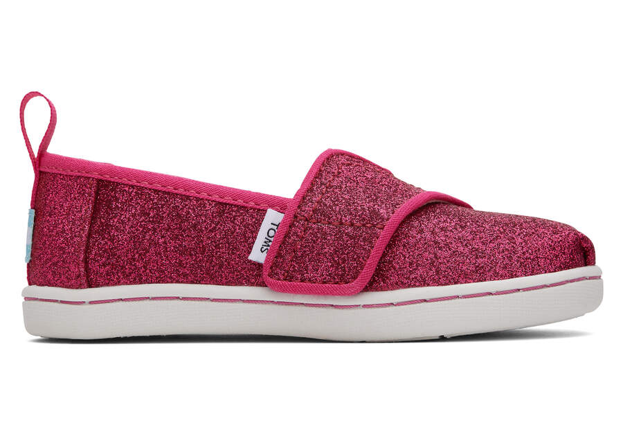 Glitter Dark Pink Kids' Toms Tiny Alpargata Glitter Alpargatas Ireland | IE128-187