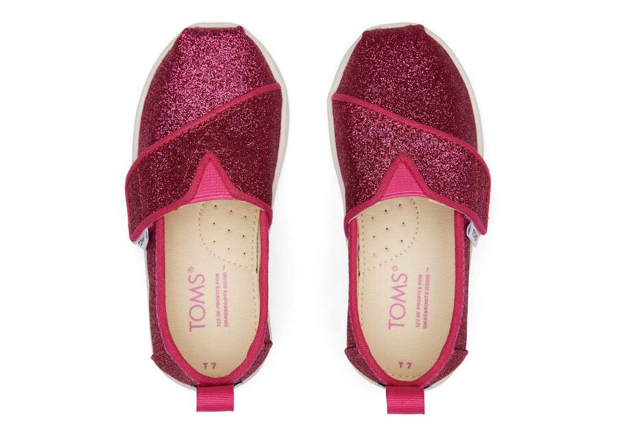 Glitter Dark Pink Kids' Toms Tiny Alpargata Glitter Alpargatas Ireland | IE128-187