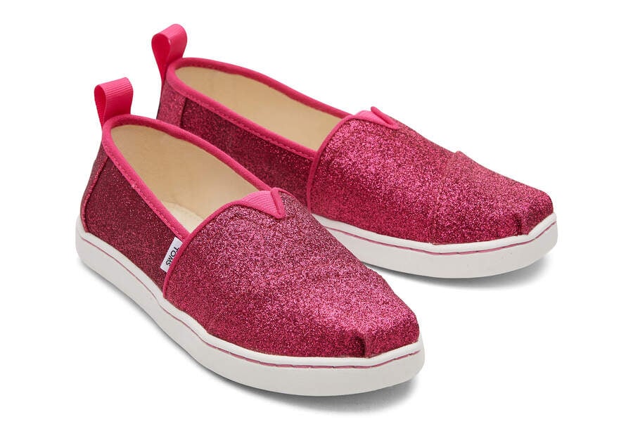 Glitter Dark Pink Kids' Toms Youth Alpargata Glitter Alpargatas Ireland | IE314-587