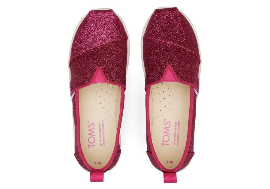 Glitter Dark Pink Kids' Toms Youth Alpargata Glitter Alpargatas Ireland | IE314-587