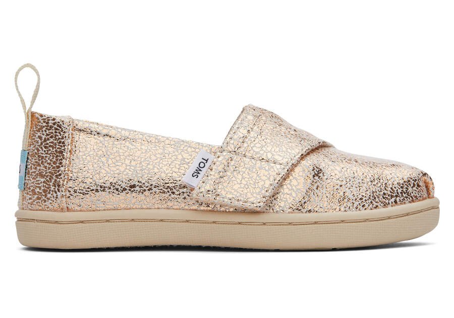 Gold Foil Kids' Toms Tiny Alpargata Foil Alpargatas Ireland | IE220-782