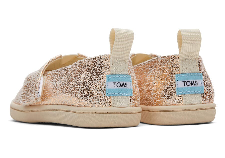 Gold Foil Kids' Toms Tiny Alpargata Foil Alpargatas Ireland | IE220-782