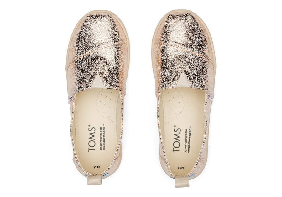 Gold Foil Kids' Toms Youth Alpargata Foil Alpargatas Ireland | IE723-687