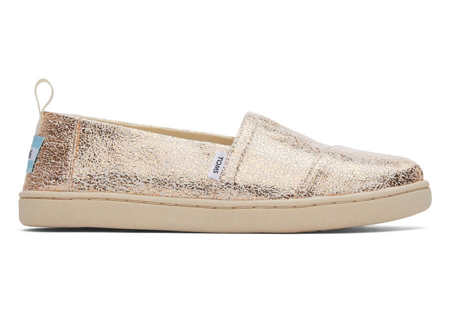 Gold Foil Kids\' Toms Youth Alpargata Foil Alpargatas Ireland | IE723-687