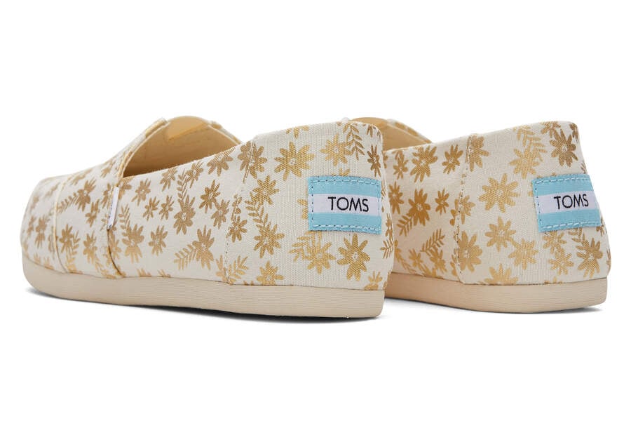 Gold Foil Women's Toms Alpargata Floral Blooms Alpargatas Ireland | IE400-351