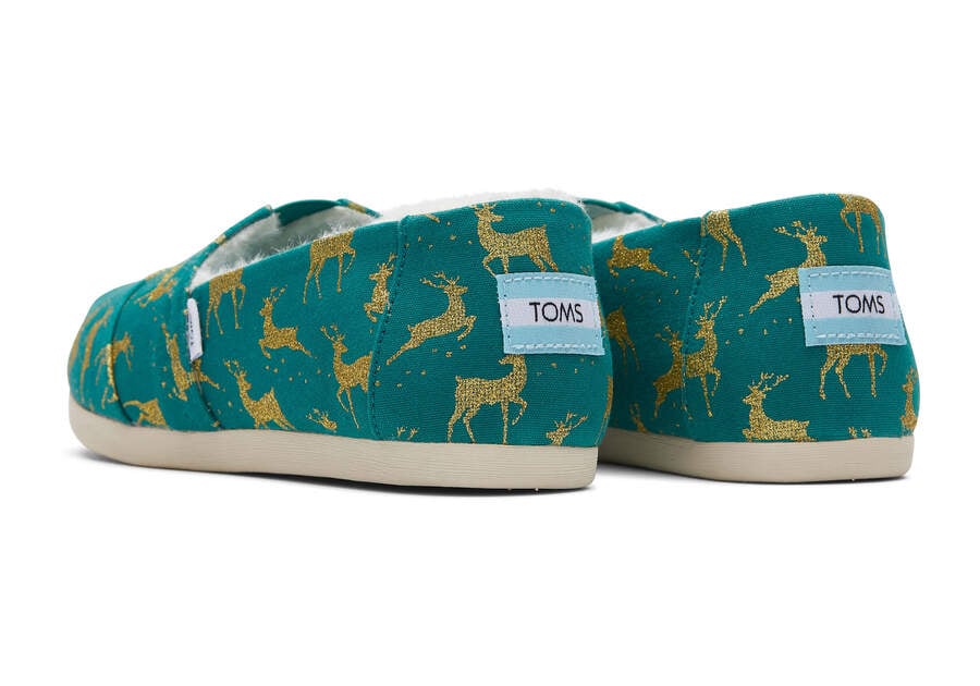 Green Women's Toms Alpargata Glitter Reindeer Alpargatas Ireland | IE424-488